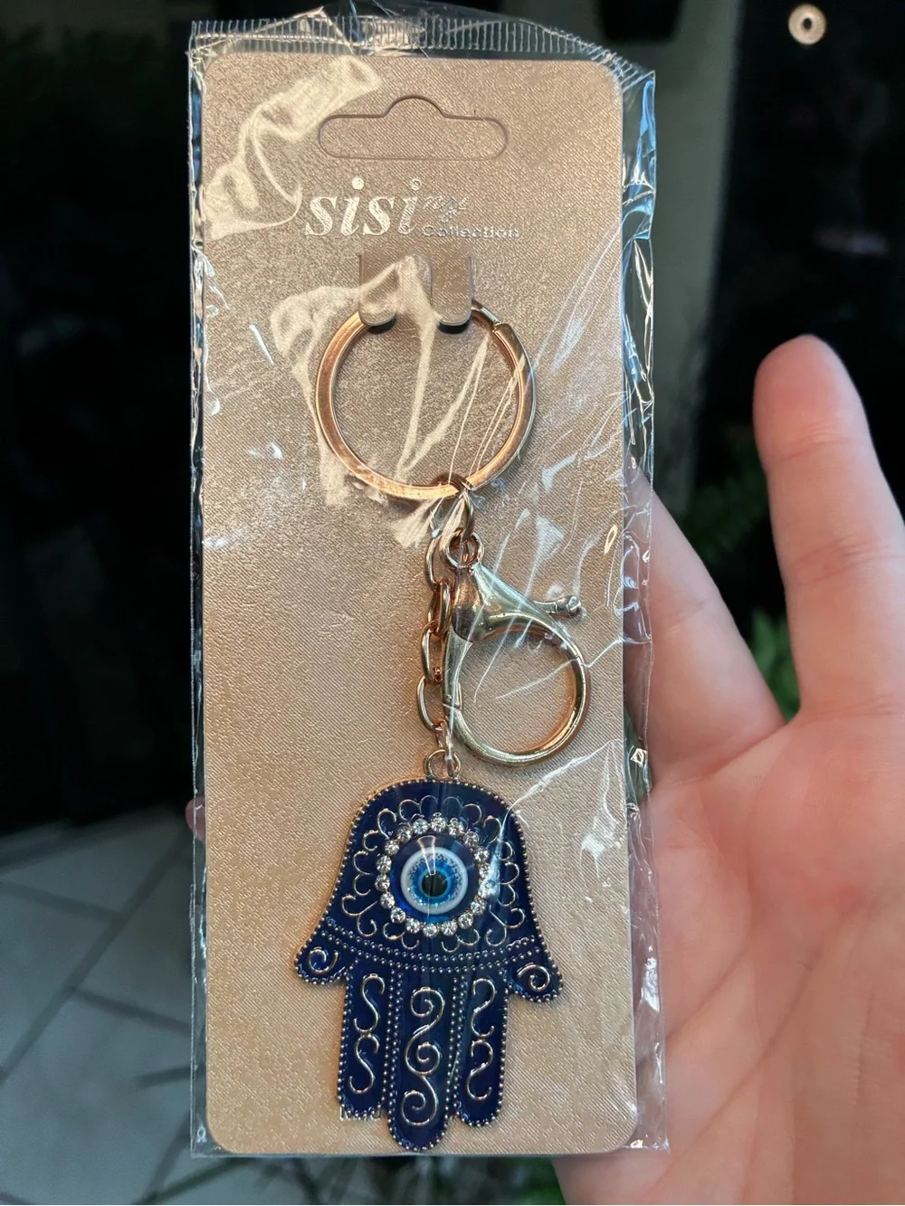 Sisi Collection Blue Hamsa Hand & Evil Eye Keychain Protection